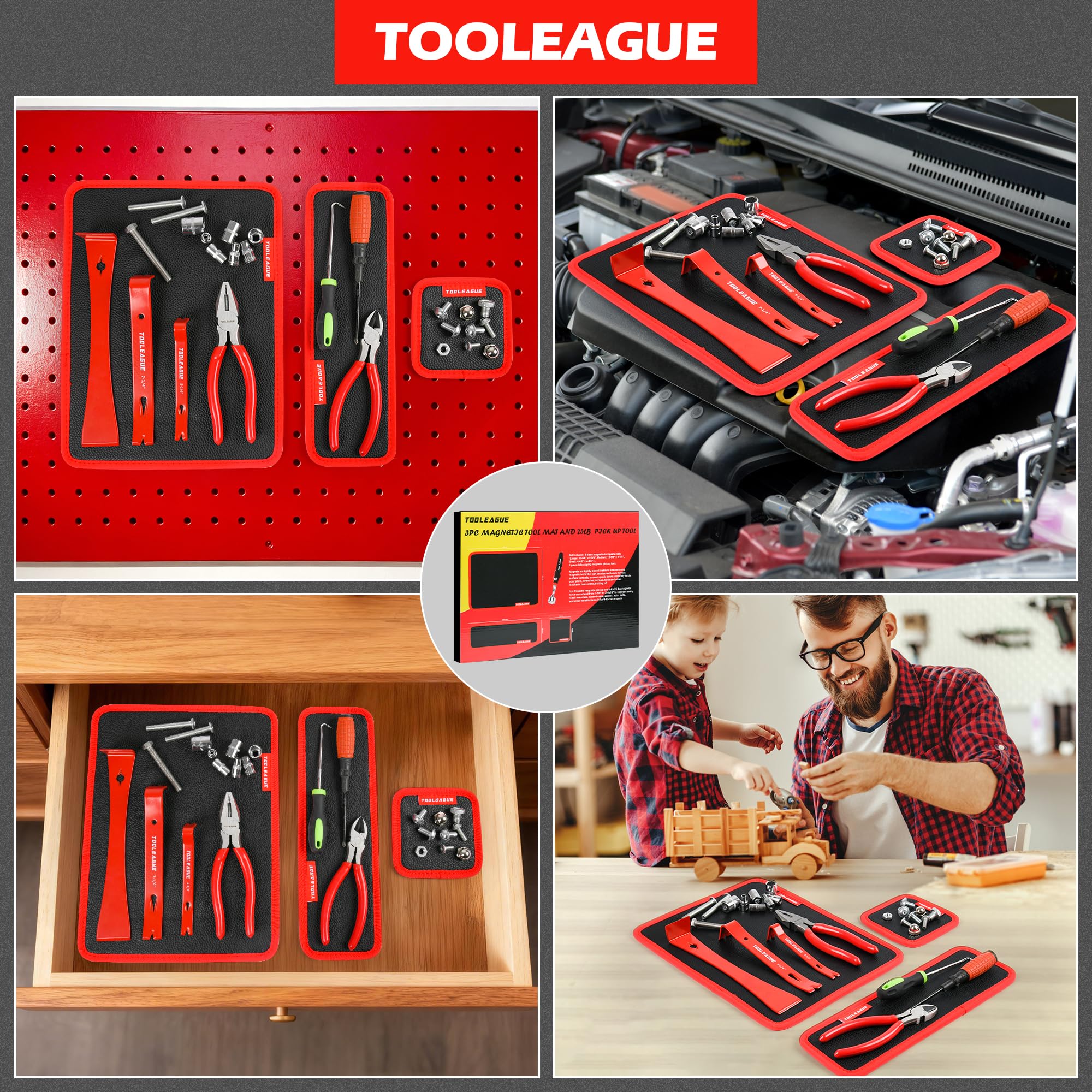 TOOLEAGUE 15lb extendable magnetic pickup tool reaches tight spots.