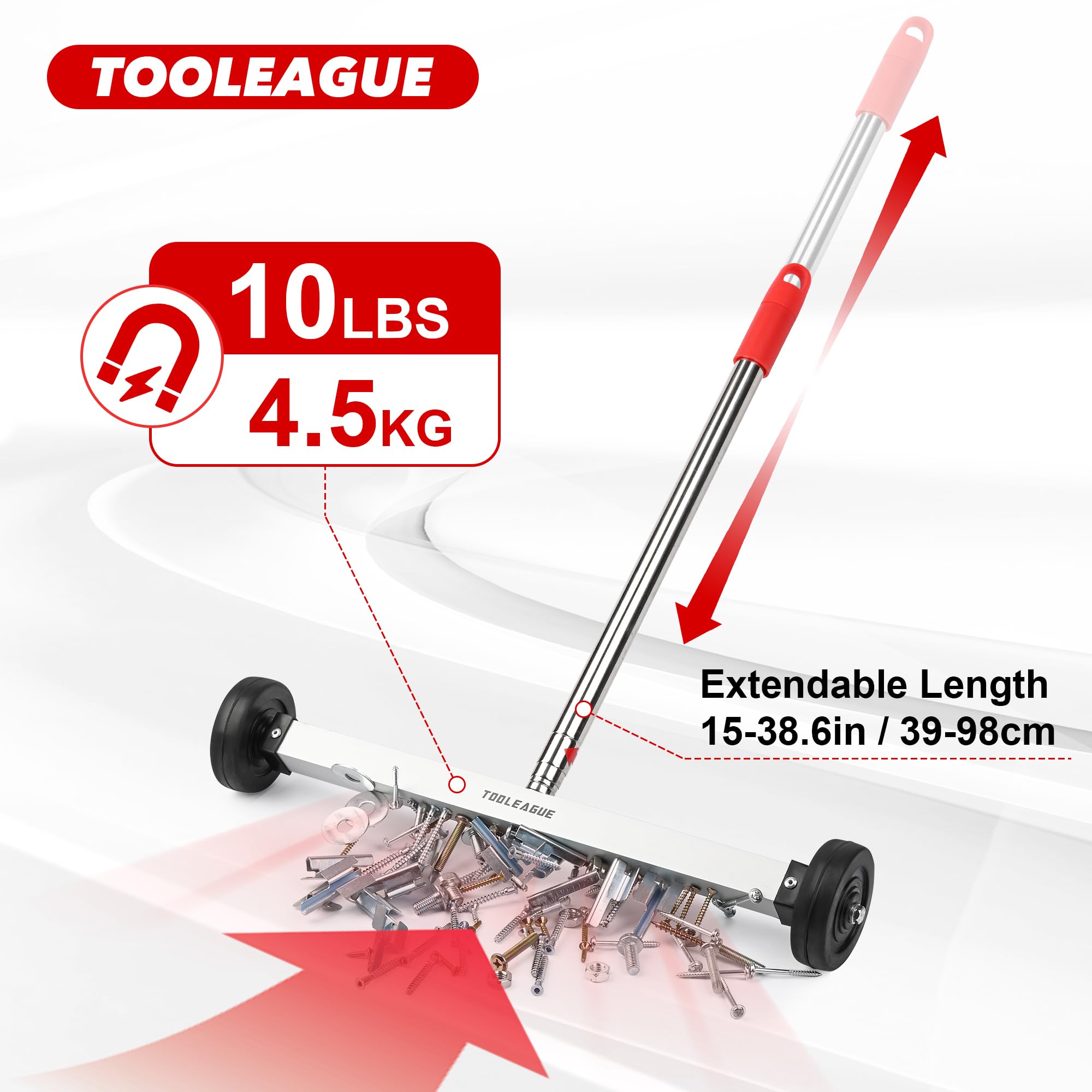 TOOLEAGUE magnetic pickup pen 15lb reaches tight spaces with strong magnet.