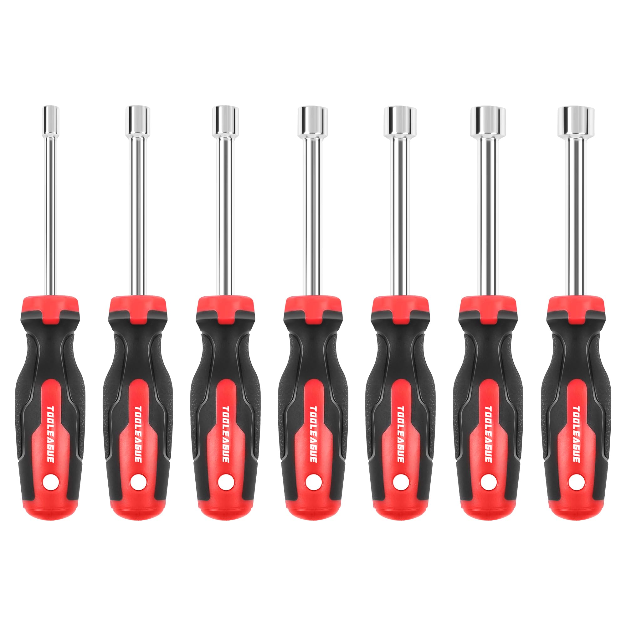 TOOLEAGUE nut driver set with hollow shaft and 3-inch reach for deep bolts