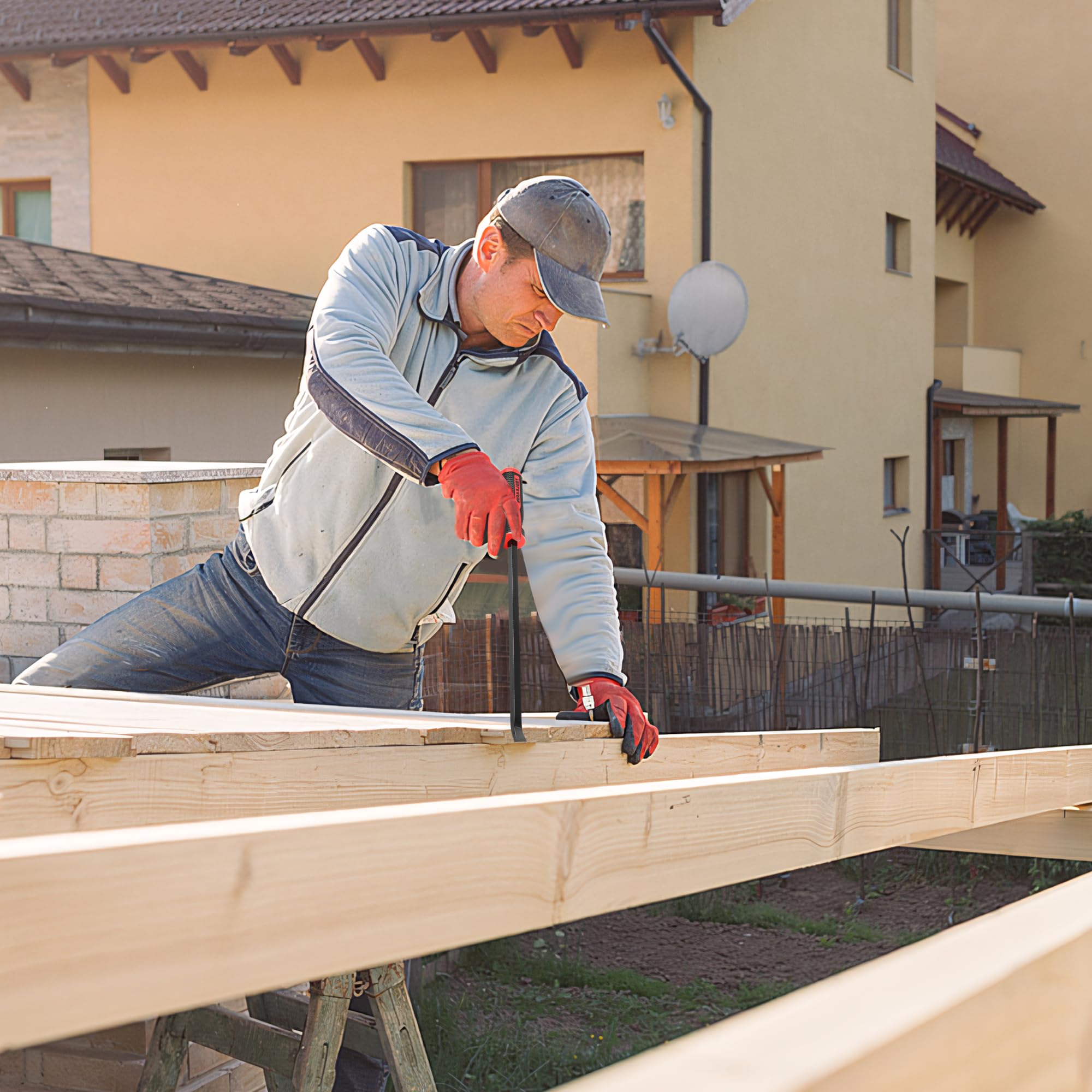 TOOLEAGUE end-cap protected pry bars prevent surface marring during use.