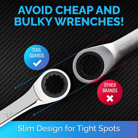 TOOLGUARDS 24mm wrench made of chrome vanadium steel for durability.
