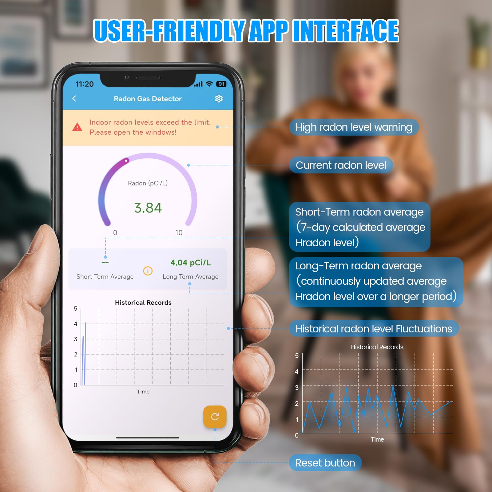 Toolhome WiFi Radon Detector 2-4G and 5G compatibility.