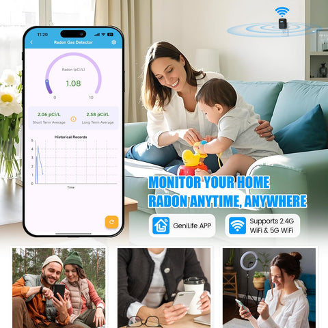Toolhome WiFi Radon Detector plug-in design enabling continuous operation.