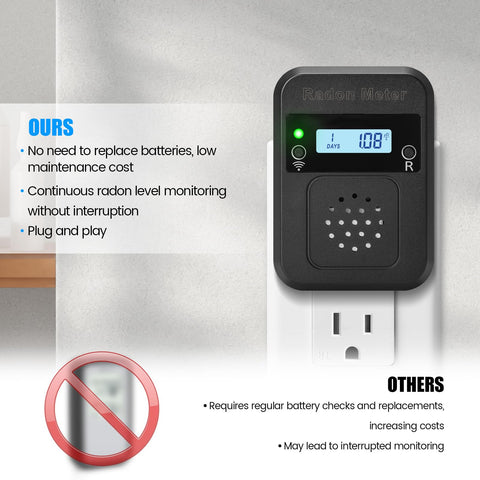 Toolhome WiFi Radon Detector real-time chart displayed on screen.