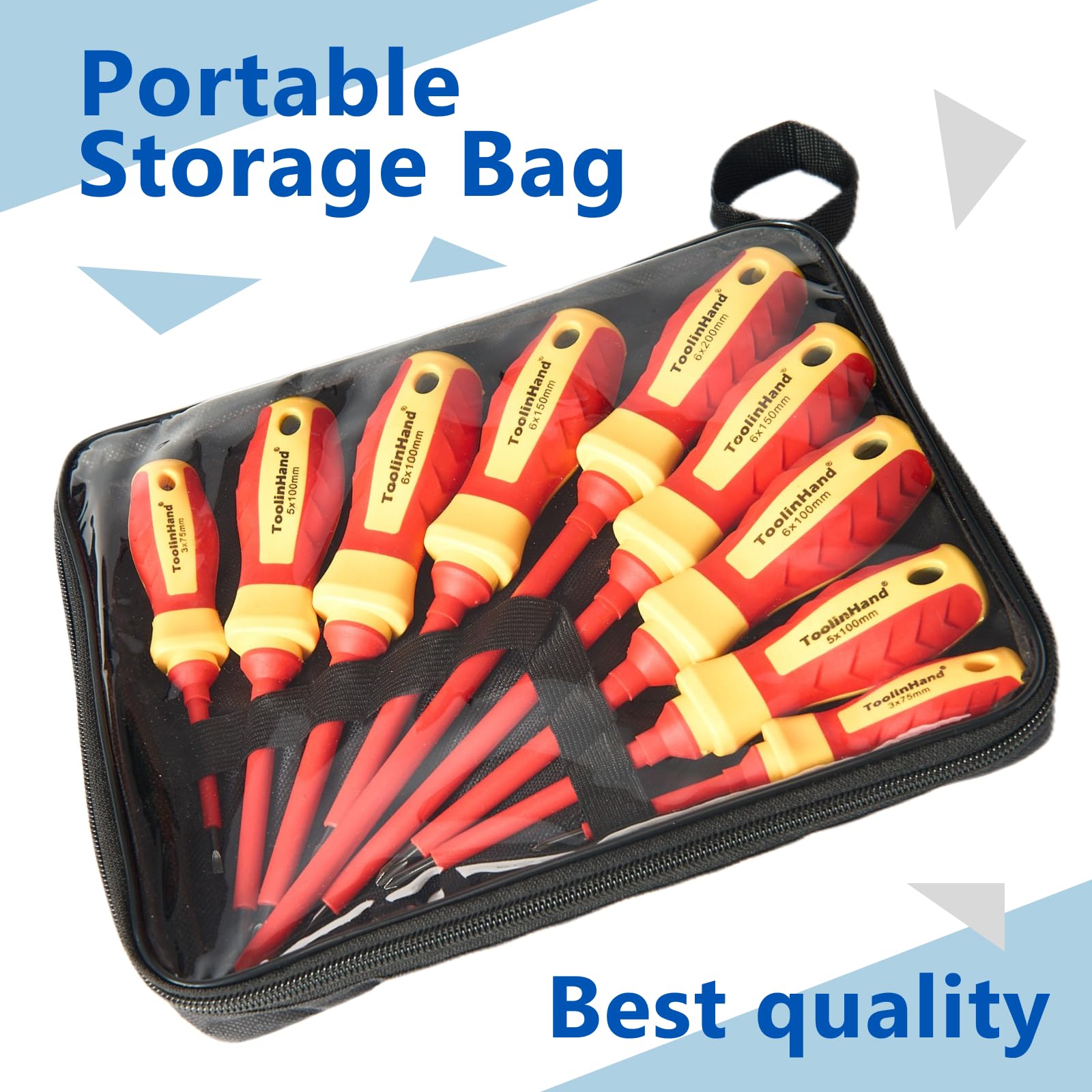 ToolinHand Transparent bag keeps all nine pieces organized and portable.