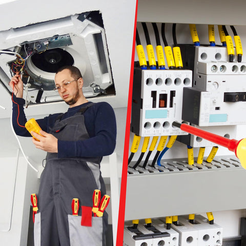 ToolinHand Neon voltage tester integrated in the handle for quick voltage checks.