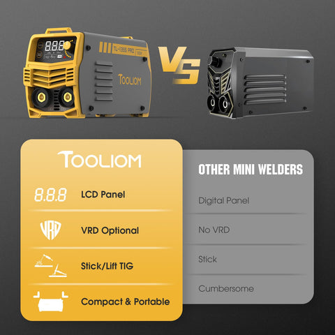 TOOLIOM 135A arc-control dial demonstrates adjustable ARC Force and Hot Start for stable starts.