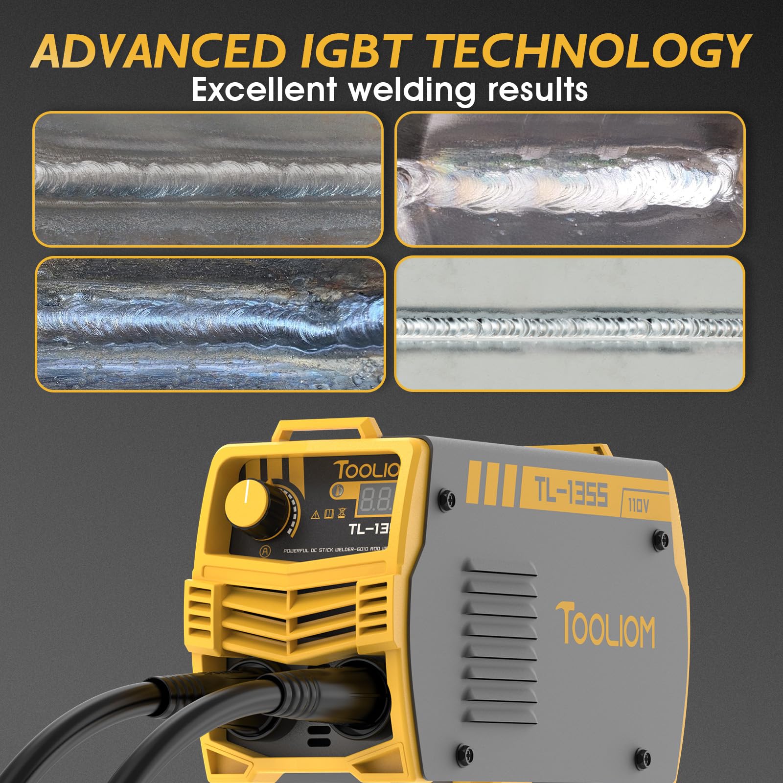TOOLIOM 135A electrode setup for 6011/6013 on versatile metals.