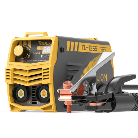 TOOLIOM 135A welder front panel with digital display for precise current readouts.