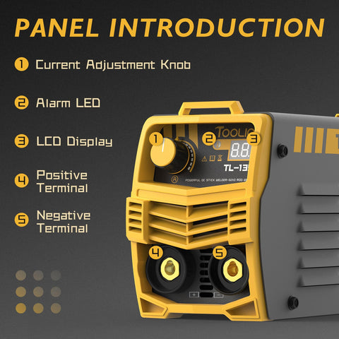 TOOLIOM 135A portable welder with adjustable shoulder strap for easy transport.