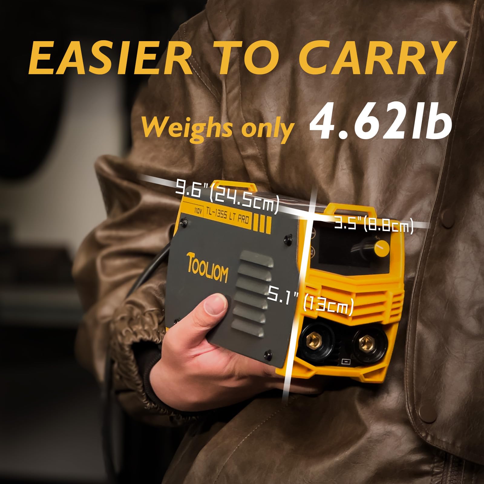 TOOLIOM 135A TIG welder connected to 110V household power for convenient use.