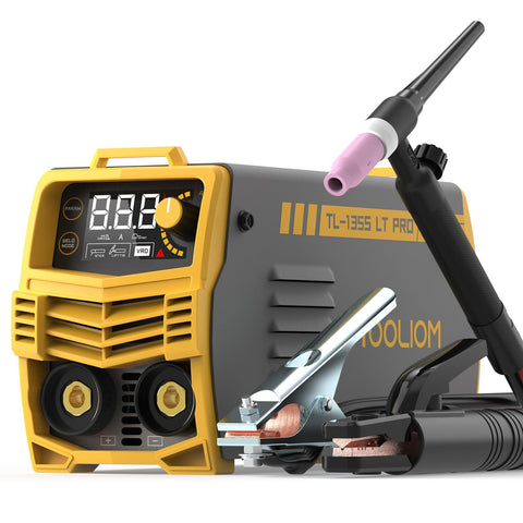 TOOLIOM 135A TIG welder front view with lift TIG capability for versatile welding.