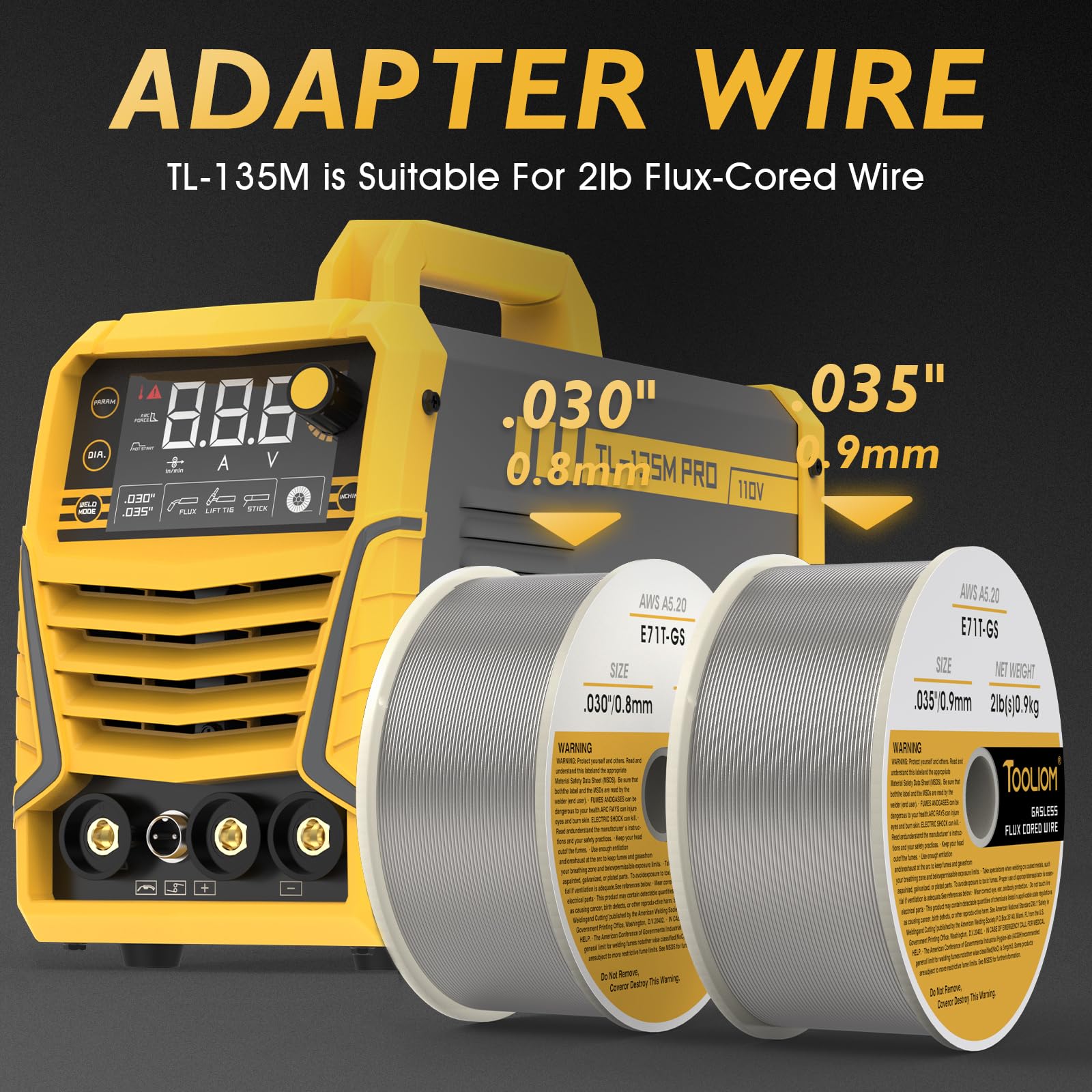 TOOLIOM 135A welding capability up to 1/8 inch thickness