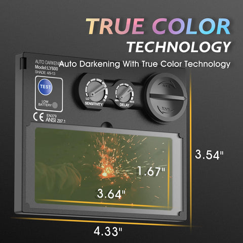 Toooliom auto-darkening screen close-up demonstrates fast shade response
