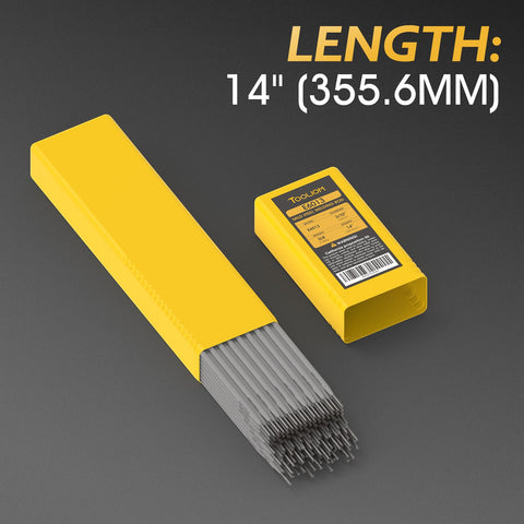TOOLIOM E6013 general-purpose rod suitable for AC and DC welding.