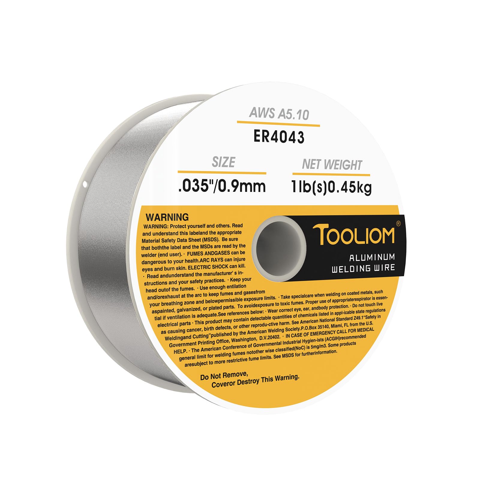 TOOLIOM ER4043 top view spool for smooth aluminum MIG welds