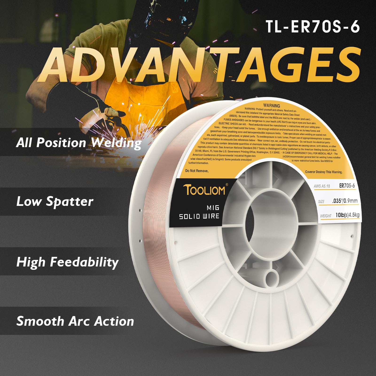 TOOLIOM ER70S-6 wire at 0.035 inch diameter for versatility