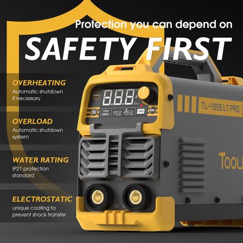Tooliom portable MMA welder with carry handle suitable for on-site work