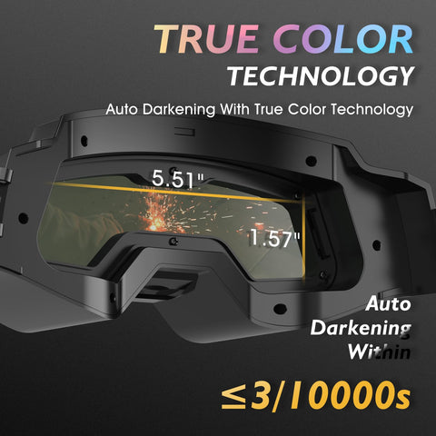 TOOLIOM auto darkening goggles with four arc sensors for real-time glare protection.