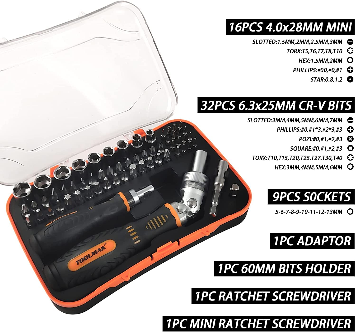 TOOLMAK rotatable handle enables access in tight spaces for better leverage.