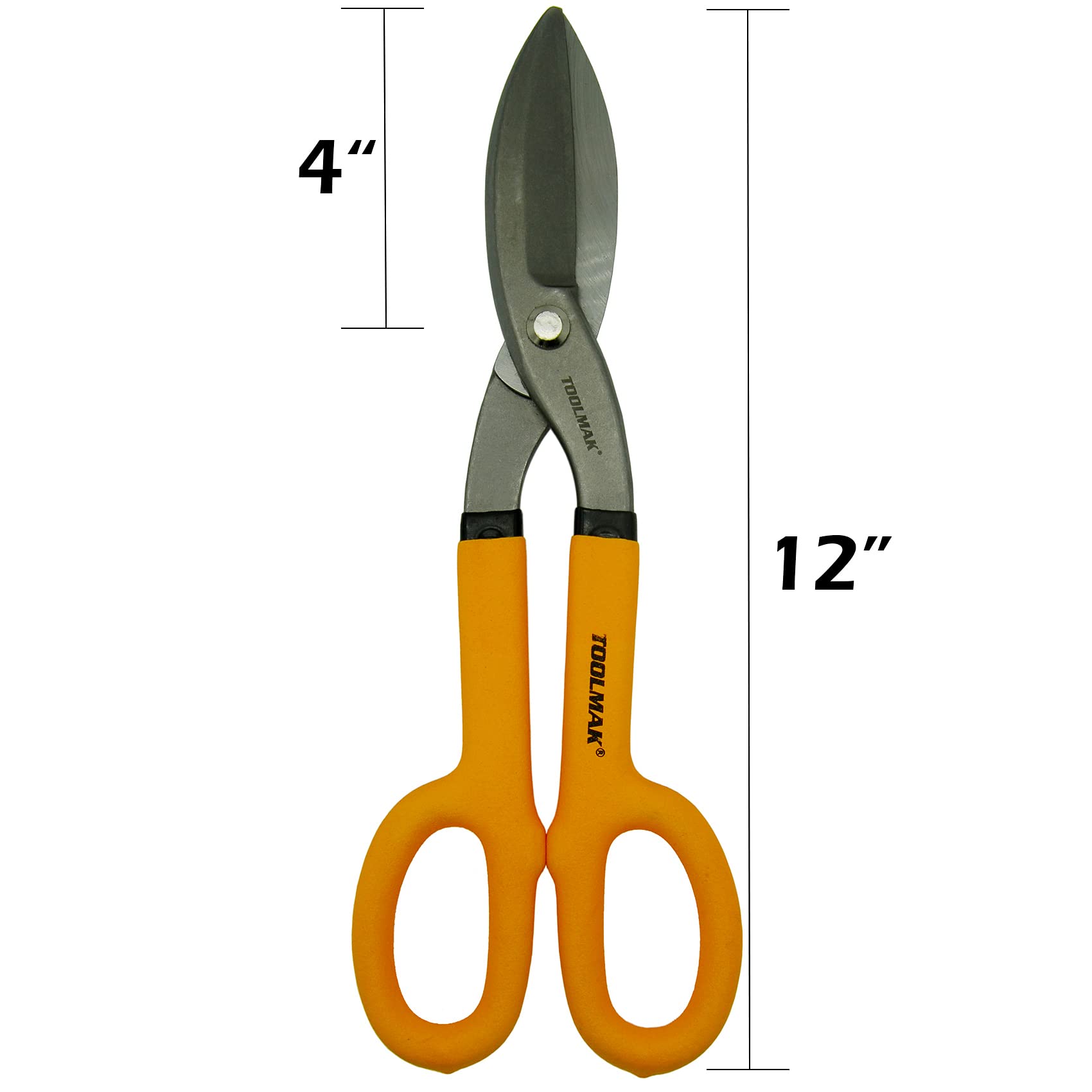 Toolmak Tin Snips blade close-up showing hot drop-forged steel durability.