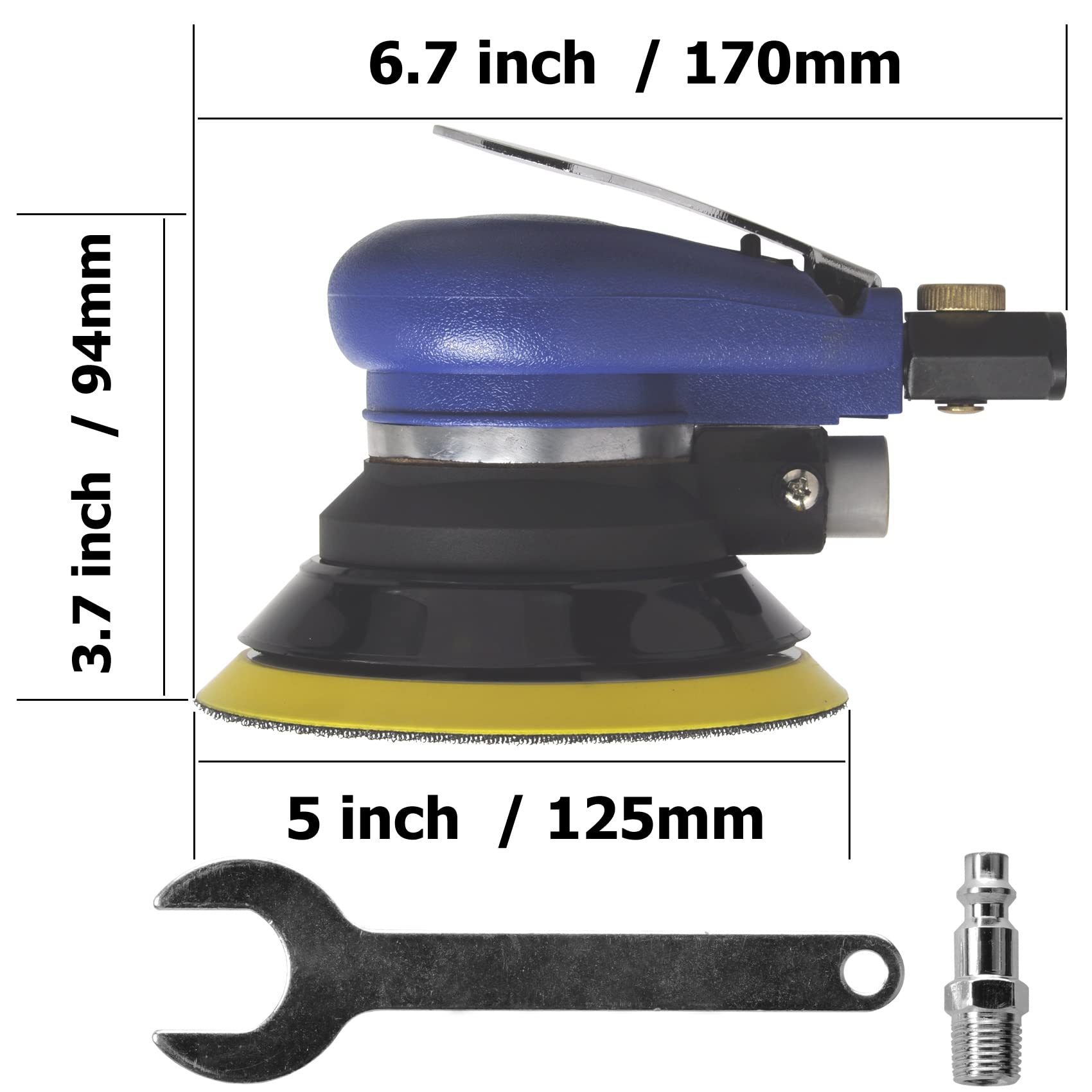 Toolpeak sander dual-action orbit for swirl-free finishes on metal and wood.