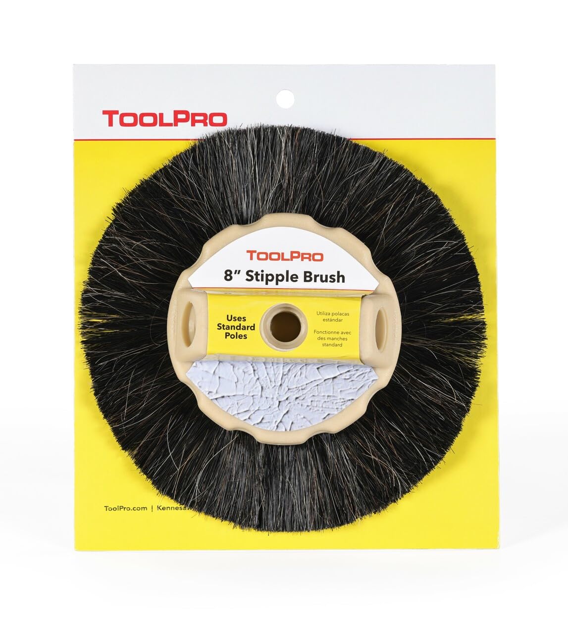 ToolPro 8-Inch horsehair stipple brush creates consistent starburst textures on ceilings.