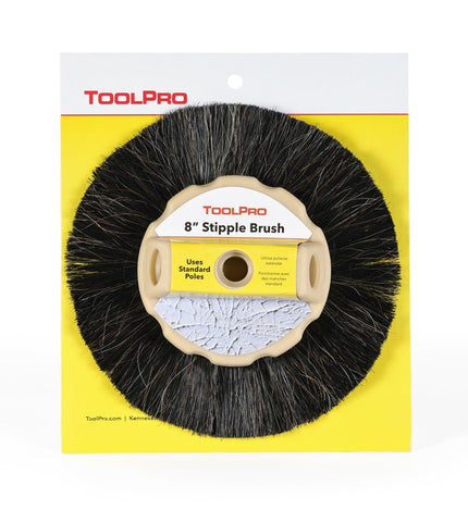 ToolPro 8-Inch horsehair stipple brush creates consistent starburst textures on ceilings.