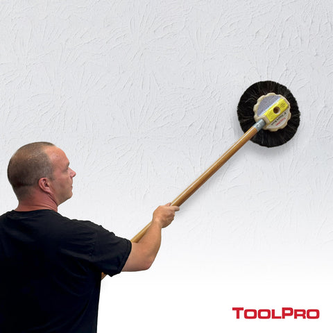 ToolPro brush attaches to extension pole for reaching higher ceilings.