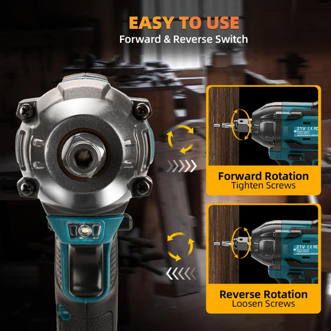 Tools 007 cordless impact wrench shown with 3-speed settings for versatile fastening.