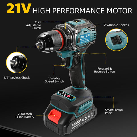 Tools 007 two-speed settings enable versatile drilling.