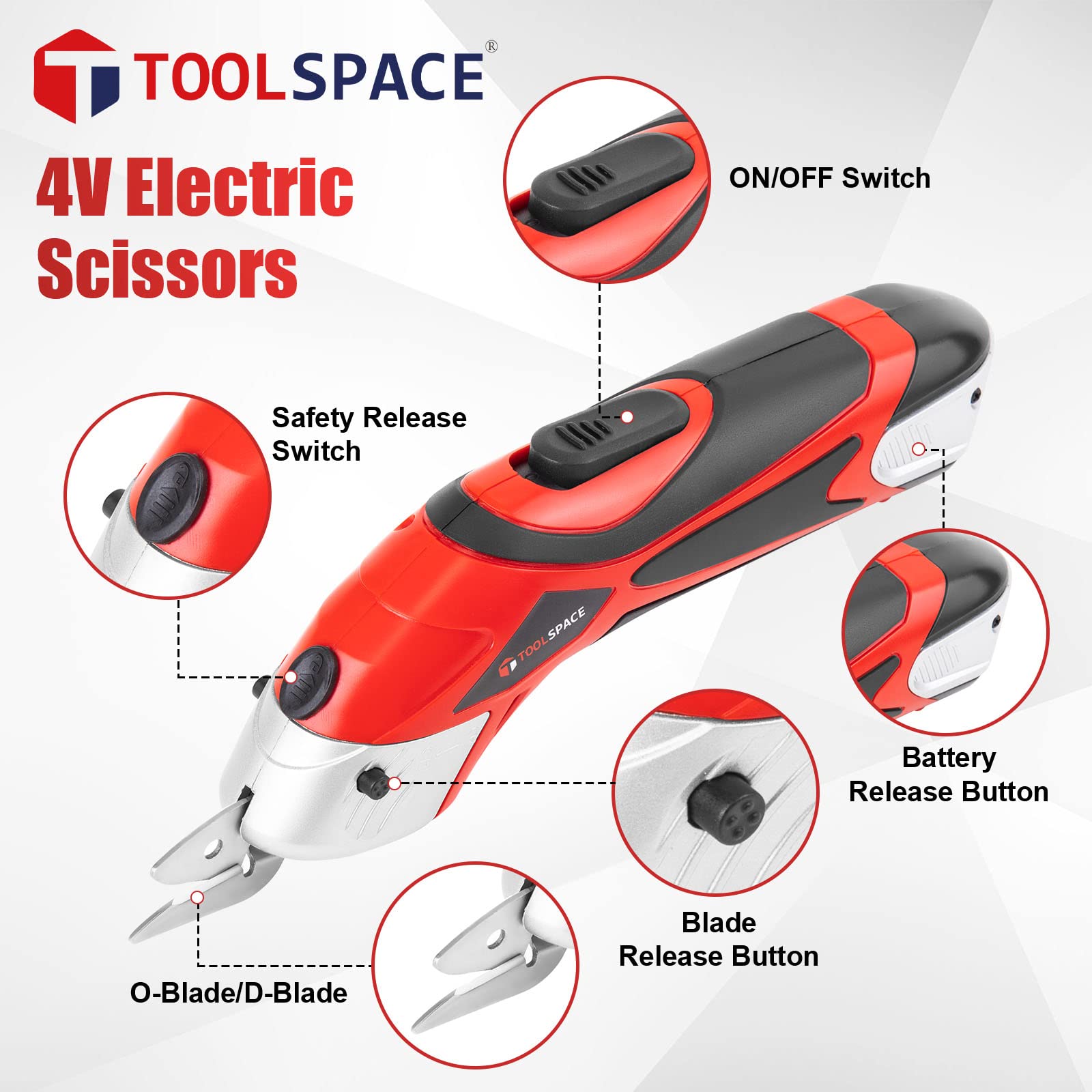 TOOLSPACE cordless scissors with D-blade for hard materials like tin.