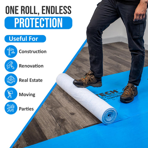 Toolway shield preserves laminate or hardwood floors during remodeling tasks.