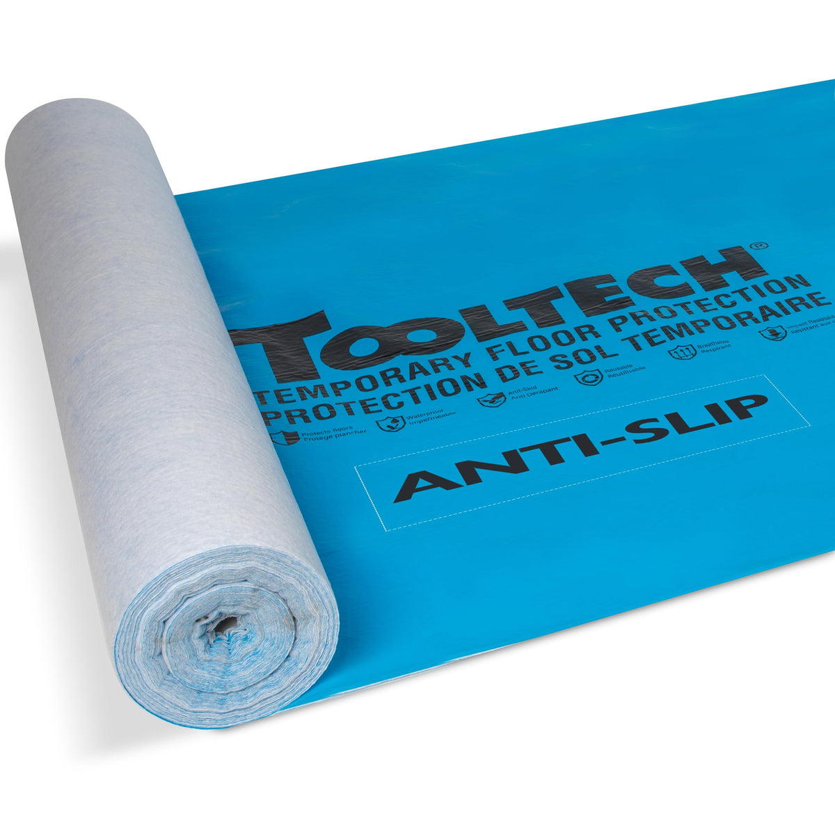 Toolway temporary floor protection unrolled to cover a 300 sq ft renovation area.