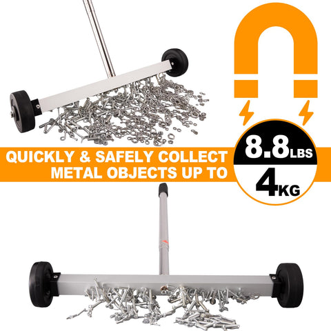 Toolwiz 3-inch rubber wheels glide smoothly across floors.