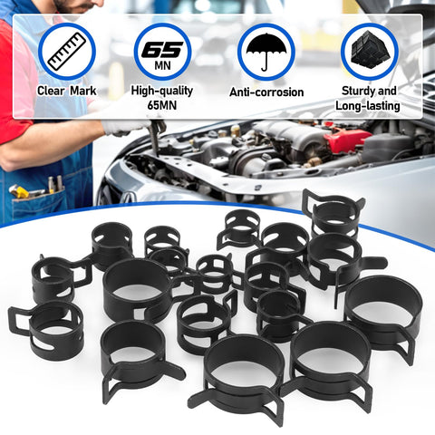 Dacromet-coated clamps resist corrosion for lasting automotive use.