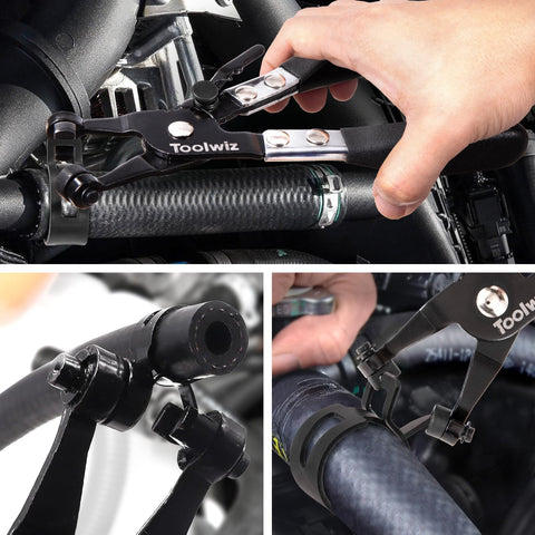 Toolwiz hose clamp pliers and clamps set with ratchet lock for secure tightening