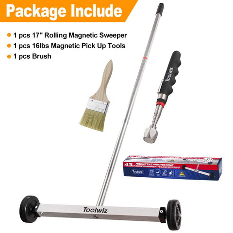 Toolwiz included brush helps sweep fine debris into the magnet path.