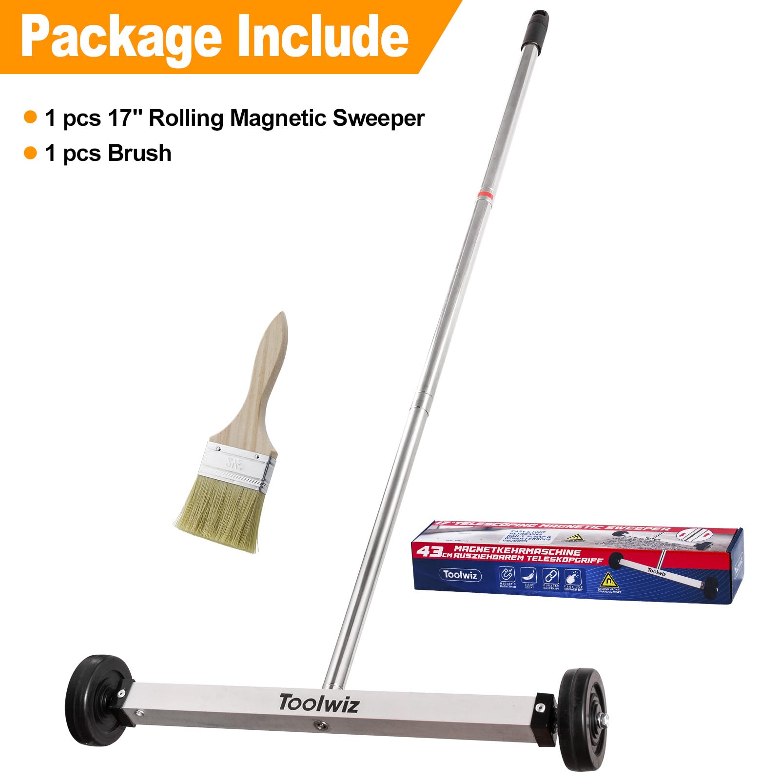 Toolwiz magnetic sweeper 8.8 lbs capacity handles metal debris
