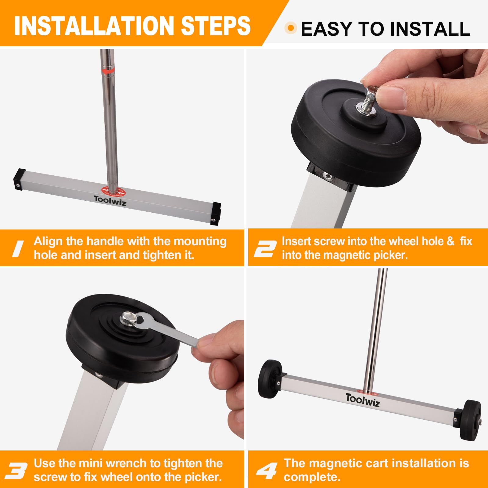 Toolwiz magnetic sweeper compact storage for tight spaces