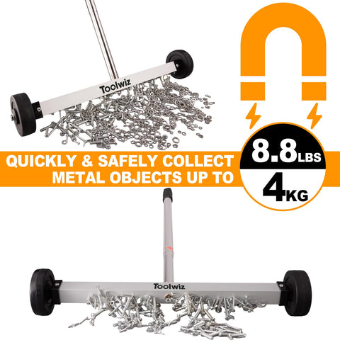 Toolwiz magnetic sweeper with 3-inch wheels detail for smooth rolling