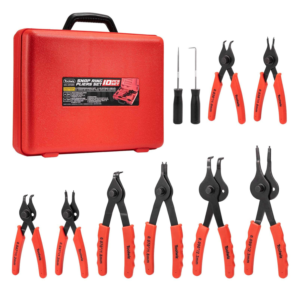 The Toolwiz Snap Ring Pliers Set provides versatile pliers for snap rings across automotive and machinery tasks.