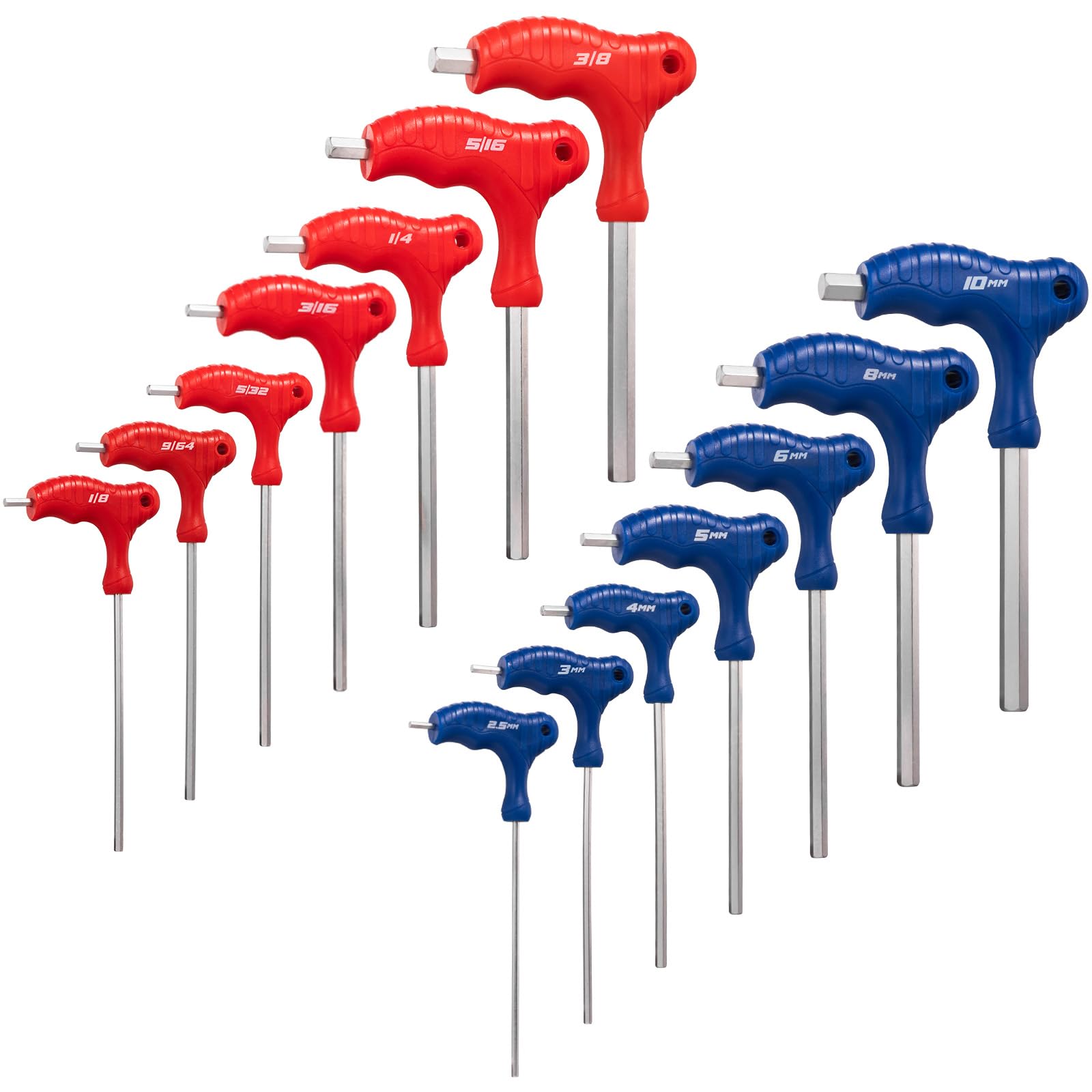 Toolwiz T-handle Allen wrenches in a compact storage bag for quick access.