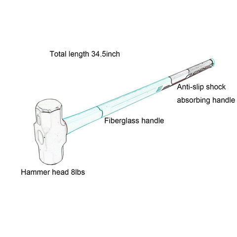 Toolzeen sledgehammer features a 35-inch handle for improved leverage.
