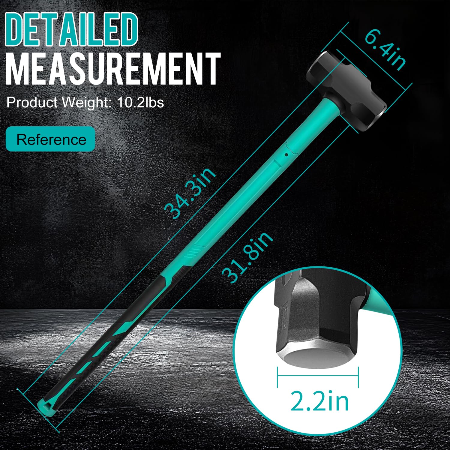 Toolzeen sledgehammer has rubber-coated face to minimize surface marking.
