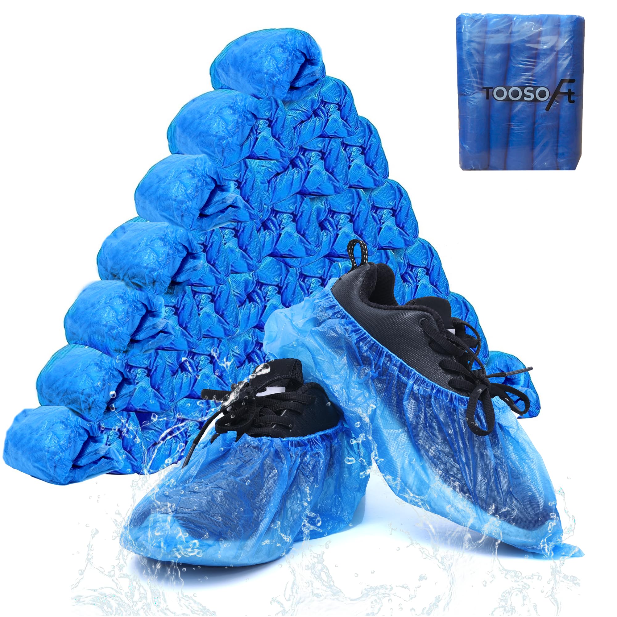 TOOSOFt blue disposable shoe covers pack for indoor protection and cleanliness