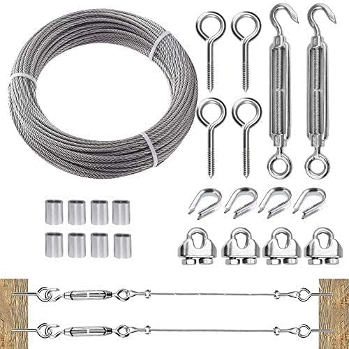 TooTaci 1/8 inch wire cable kit laid out for railing projects