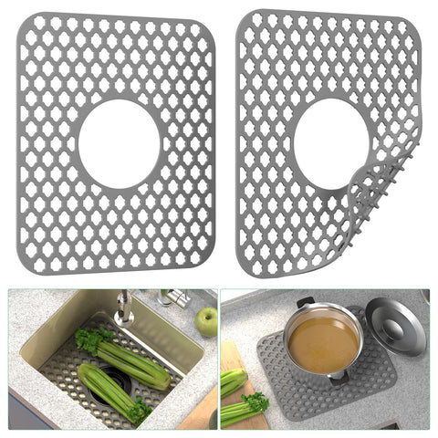 TOOVEM silicone sink mat foldable for farmhouse sinks protects surfaces.