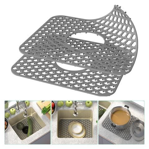 TOOVEM silicone sink mat with non-slip feet keeps items in place.