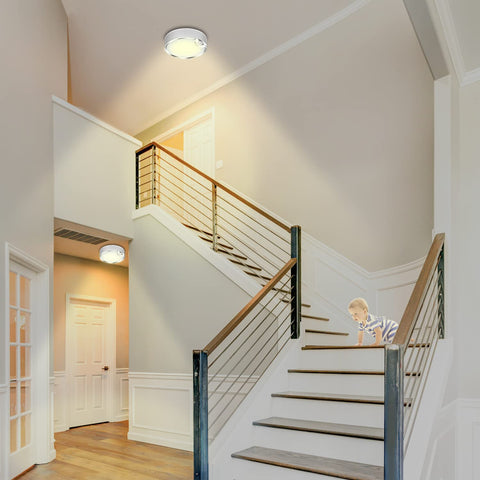 TOOWELL wireless ceiling light above pantry shelves for gentle glow during midnight snacks